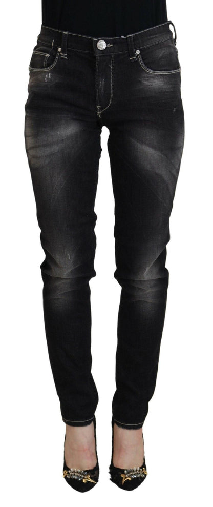 Acht Elegant Tapered Mid Waist Black Jeans - PER.FASHION