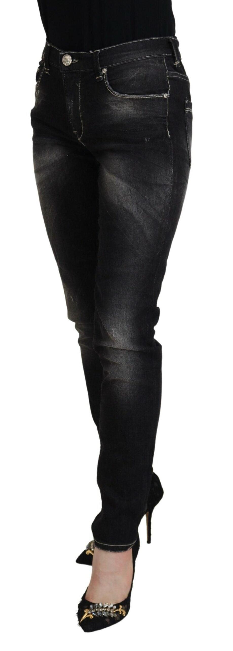 Acht Elegant Tapered Mid Waist Black Jeans - PER.FASHION