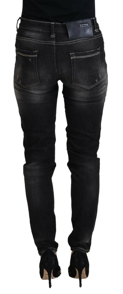 Acht Elegant Tapered Mid Waist Black Jeans - PER.FASHION