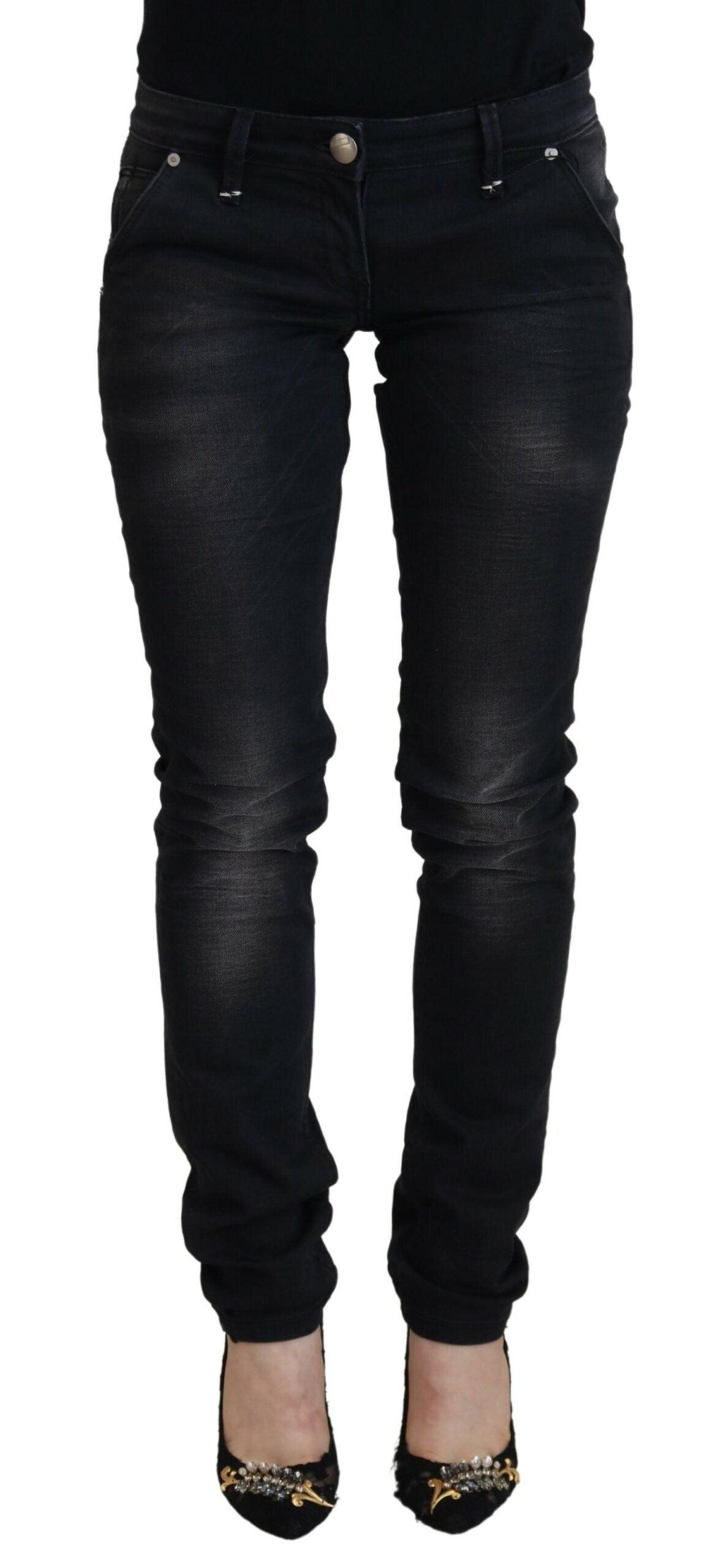 Acht Sleek Black Washed Low Waist Skinny Jeans - PER.FASHION