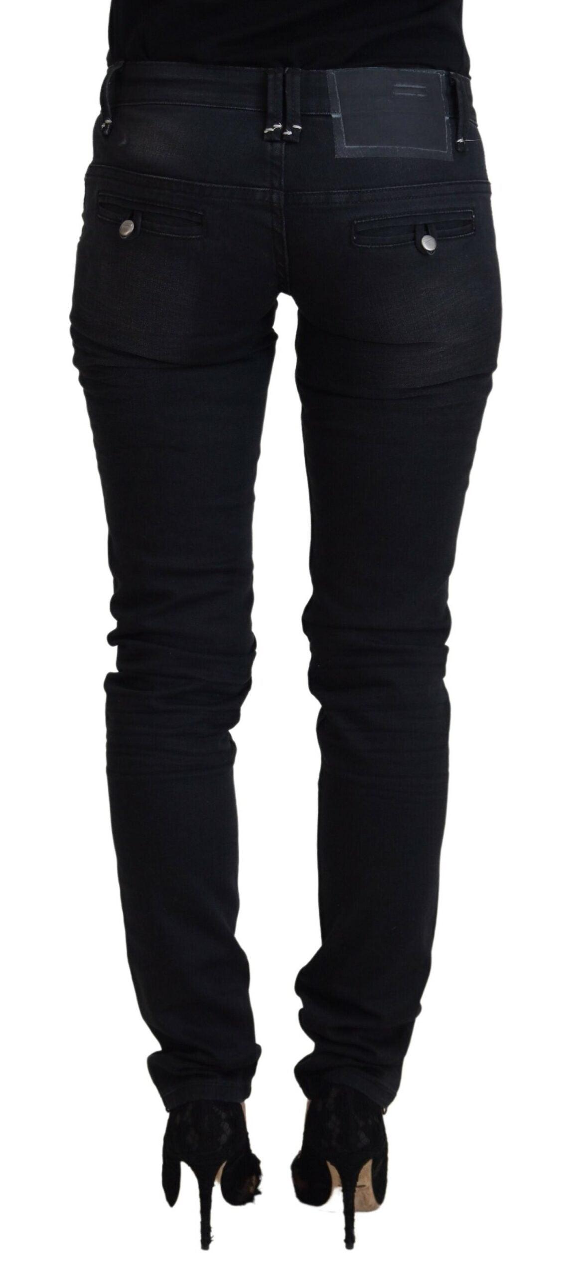 Acht Sleek Black Washed Low Waist Skinny Jeans - PER.FASHION