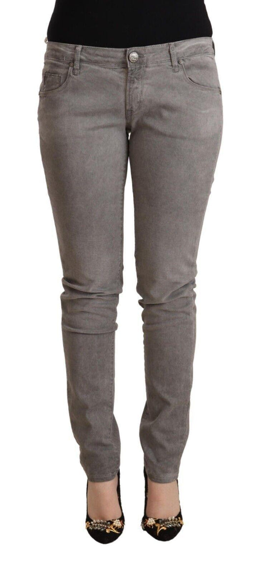 Acht Sleek Gray Skinny Low Waist Jeans - PER.FASHION