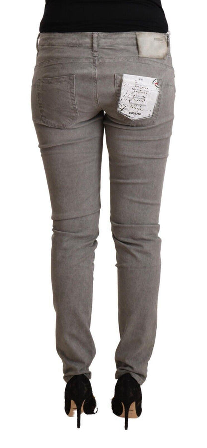 Acht Sleek Gray Skinny Low Waist Jeans - PER.FASHION