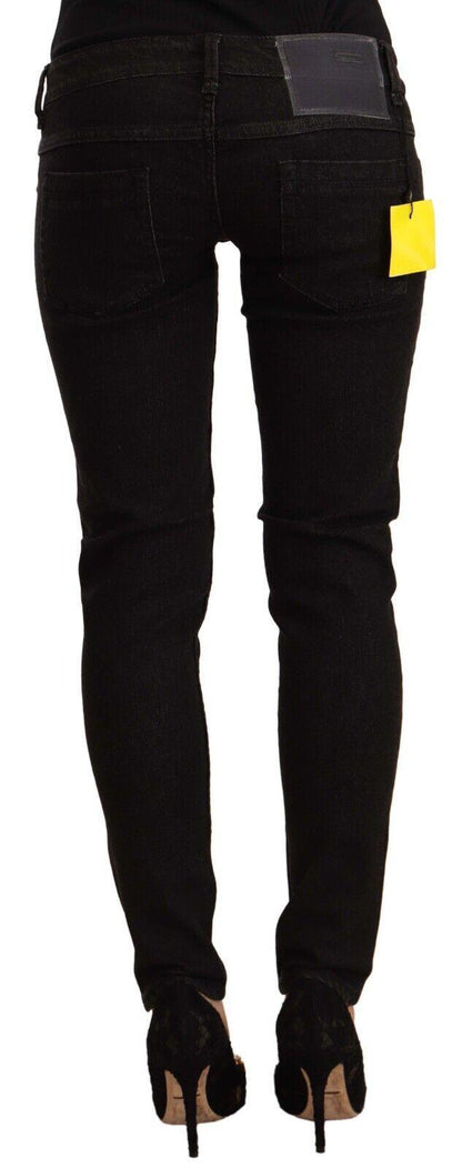 Acht Sleek Skinny Low Waist Black Jeans - PER.FASHION