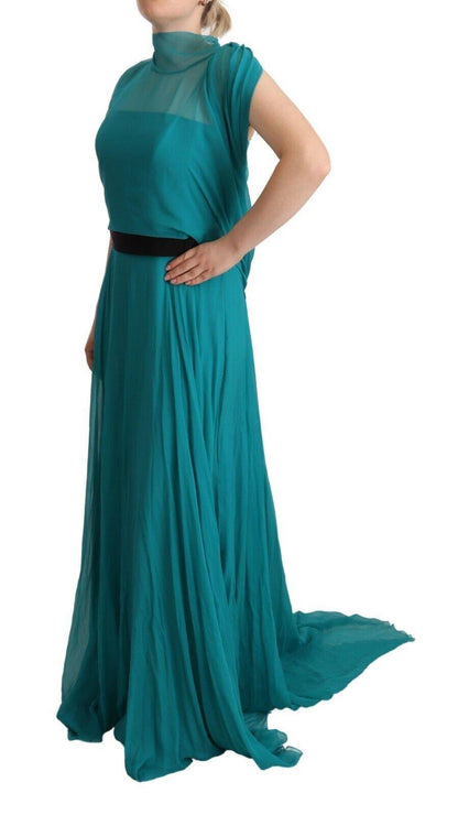 Alberta Ferretti Elegant Silk A-Line Long Dress in Blue - PER.FASHION