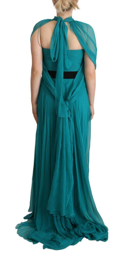 Alberta Ferretti Elegant Silk A-Line Long Dress in Blue - PER.FASHION