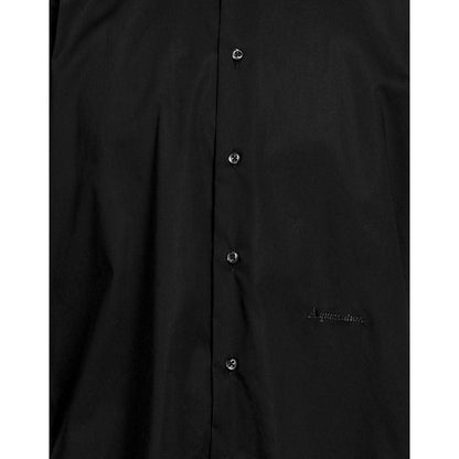 Aquascutum Elegant Black Cotton Shirt with Logo Embroidery - PER.FASHION