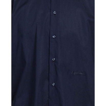 Aquascutum Elegant Blue Cotton Logo Shirt - PER.FASHION