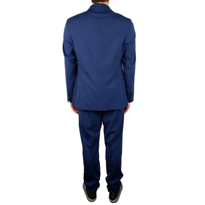 Aquascutum Elegant Blue Wool Blend Two-Piece Suit - PER.FASHION