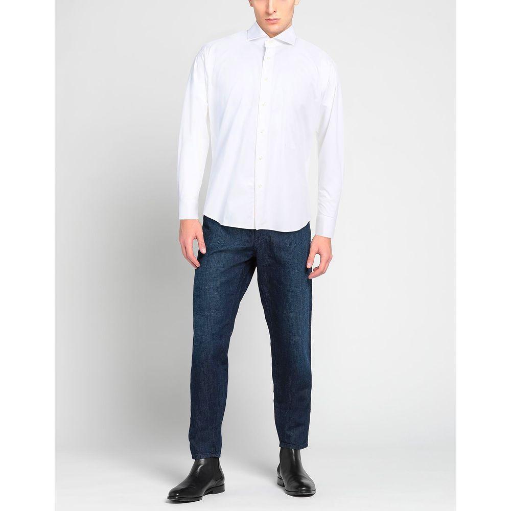 Aquascutum Sophisticated White Cotton Shirt with Embroidered Logo - PER.FASHION
