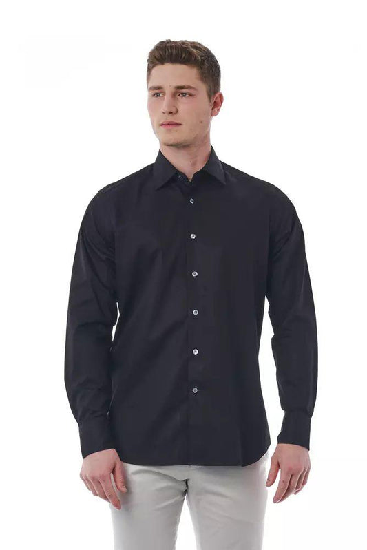 Bagutta Elegant Black Cotton Italian Shirt - PER.FASHION