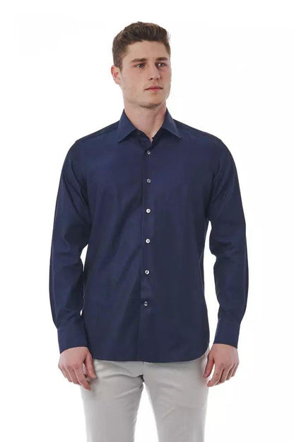 Bagutta Elegant Blue Regular Fit Italian Collar Shirt - PER.FASHION