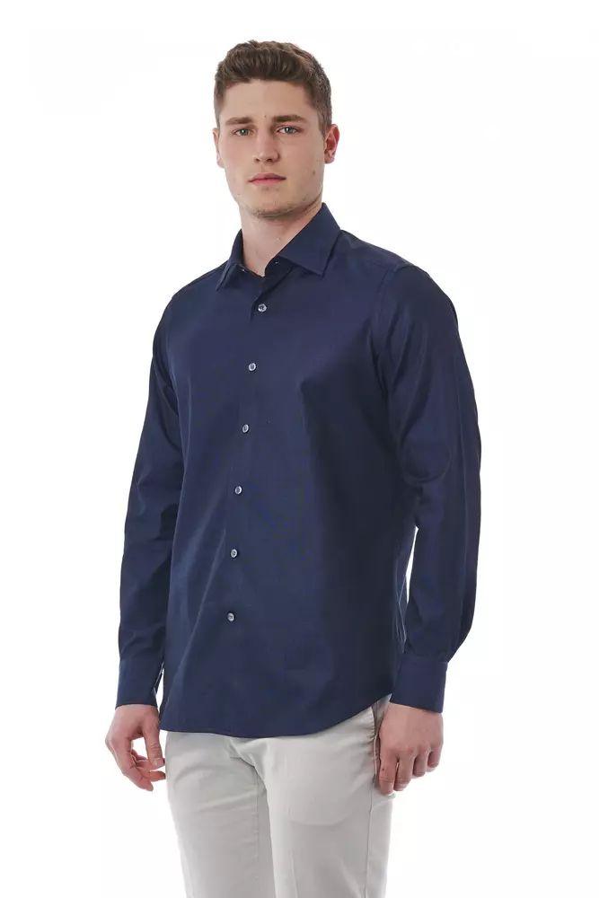 Bagutta Elegant Blue Regular Fit Italian Collar Shirt - PER.FASHION