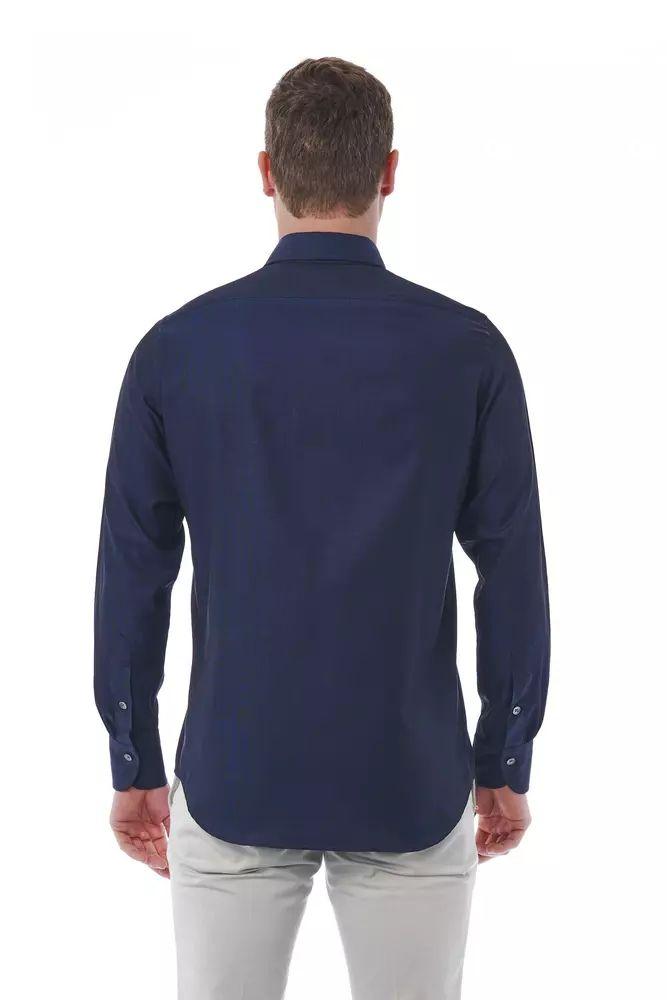 Bagutta Elegant Blue Regular Fit Italian Collar Shirt - PER.FASHION