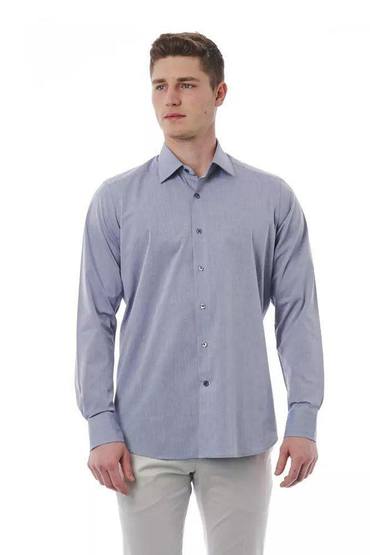 Bagutta Elegant Gray Italian Collar Cotton Shirt - PER.FASHION