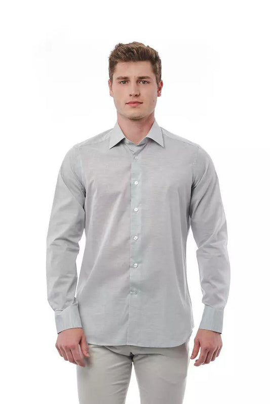 Bagutta Elegant Gray Regular Fit Italian Collar Shirt - PER.FASHION