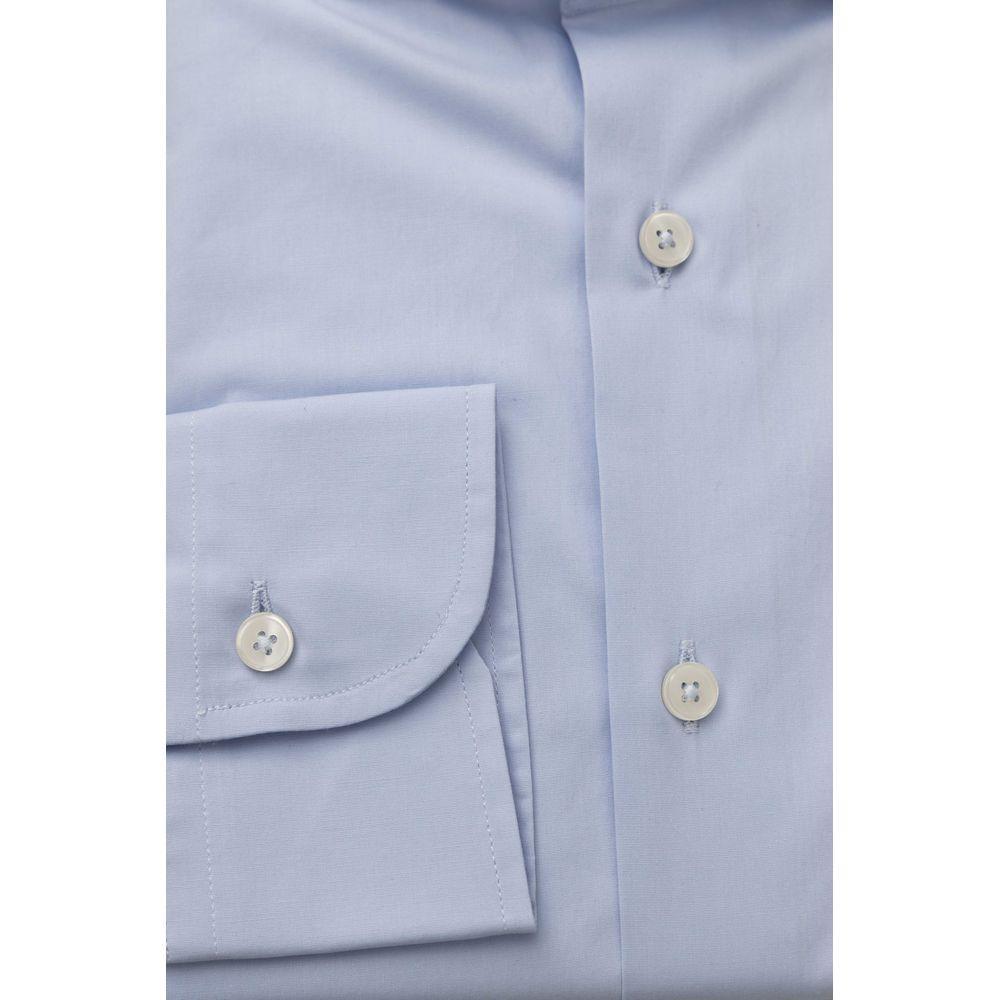 Bagutta Elegant Light Blue Slim Fit Shirt with French Collar - PER.FASHION