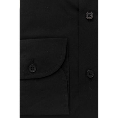 Bagutta Elegant Slim Fit Black Shirt with French Collar - PER.FASHION