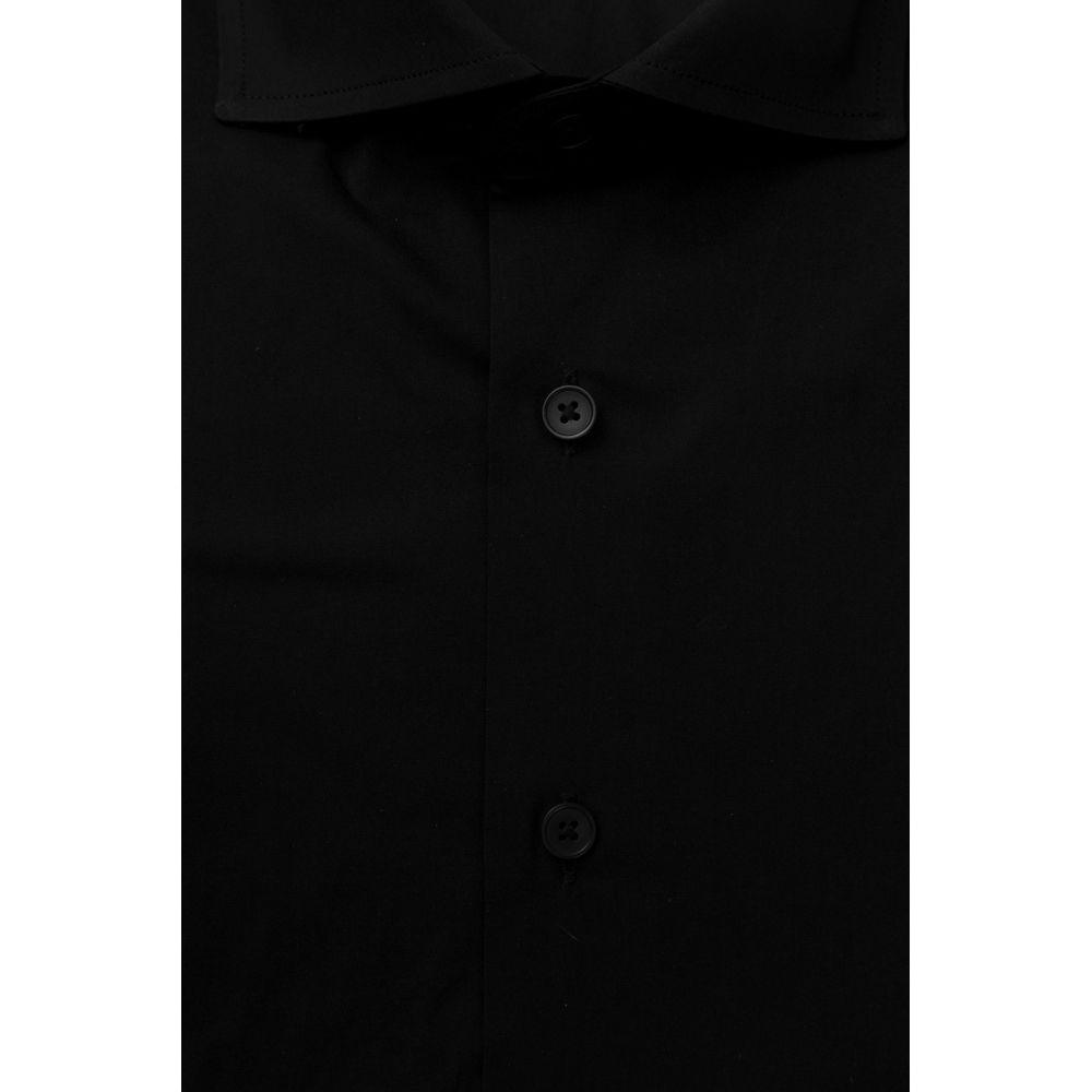 Bagutta Elegant Slim Fit Black Shirt with French Collar - PER.FASHION