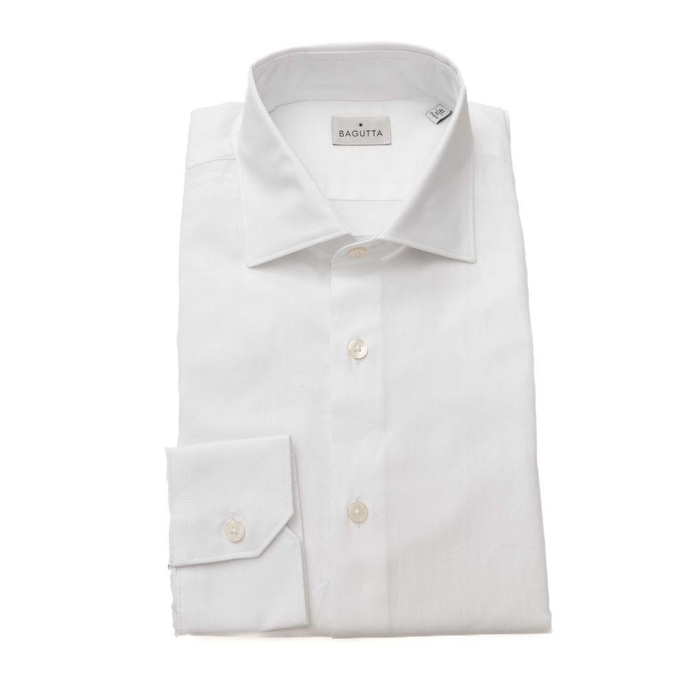 Bagutta Elegant White Cotton French Collar Shirt - PER.FASHION