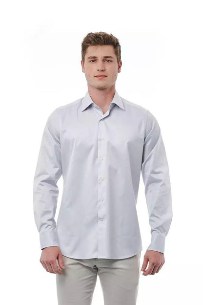 Bagutta Regular Fit Italian Collar Shirt in Gray - PER.FASHION