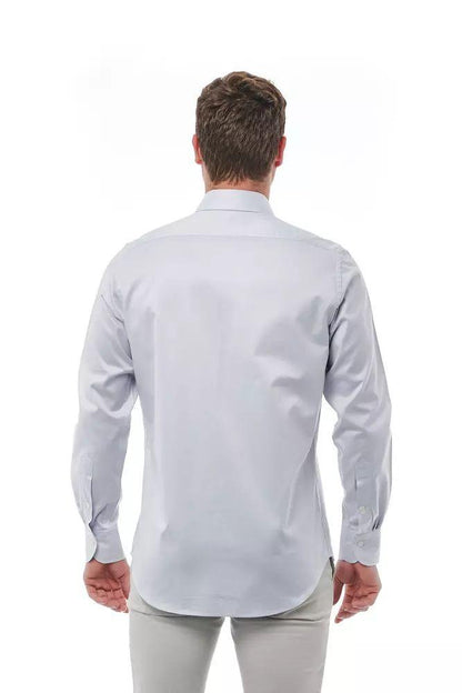 Bagutta Regular Fit Italian Collar Shirt in Gray - PER.FASHION