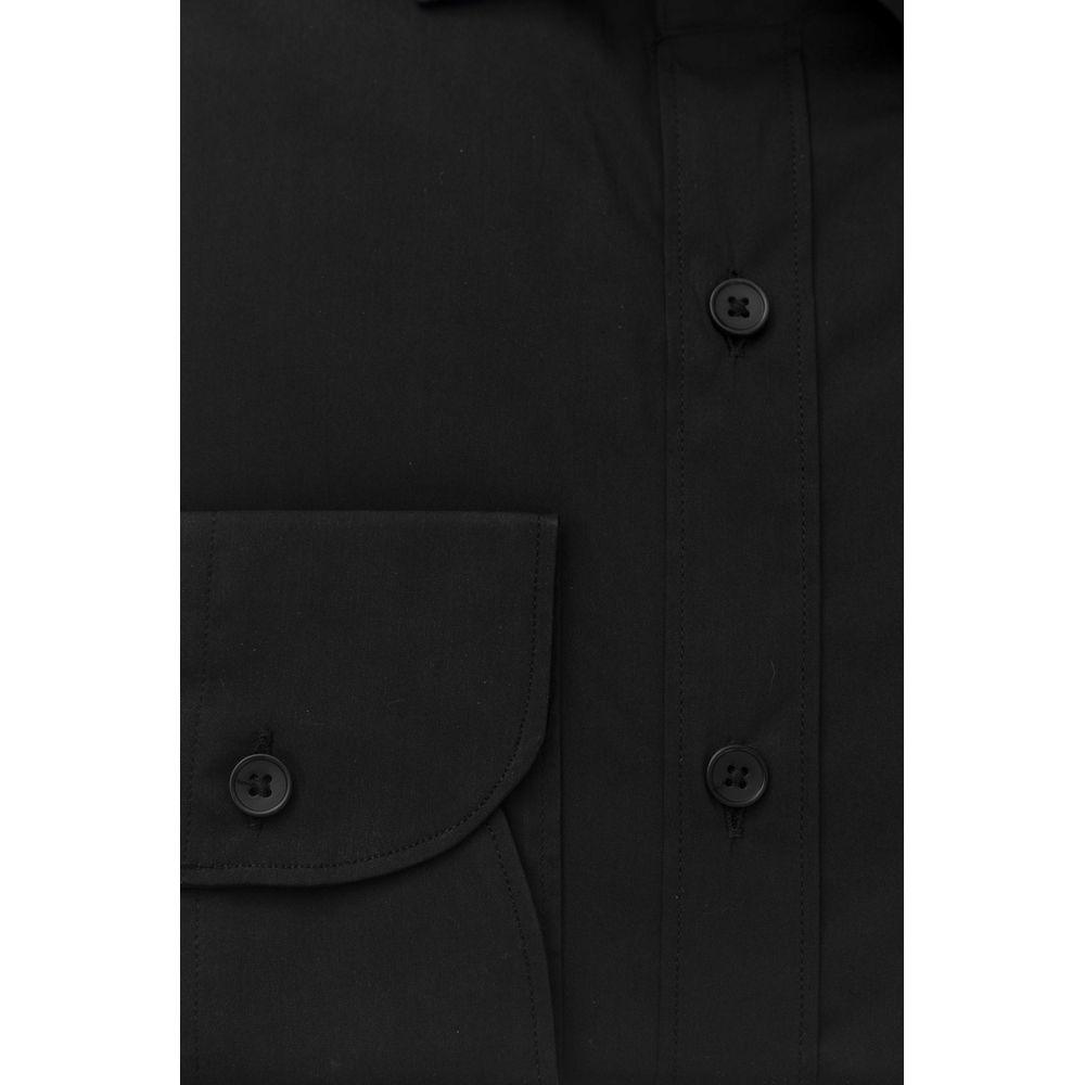 Bagutta Sleek Black Slim Fit French Collar Shirt - PER.FASHION