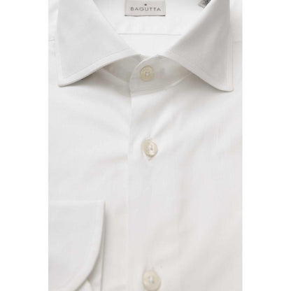 Bagutta Sleek White Slim Fit Cotton Shirt - PER.FASHION