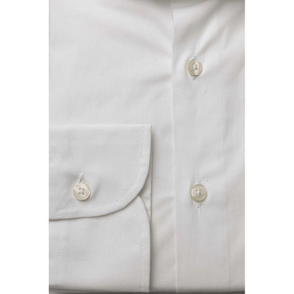 Bagutta Sleek White Slim Fit Cotton Shirt - PER.FASHION