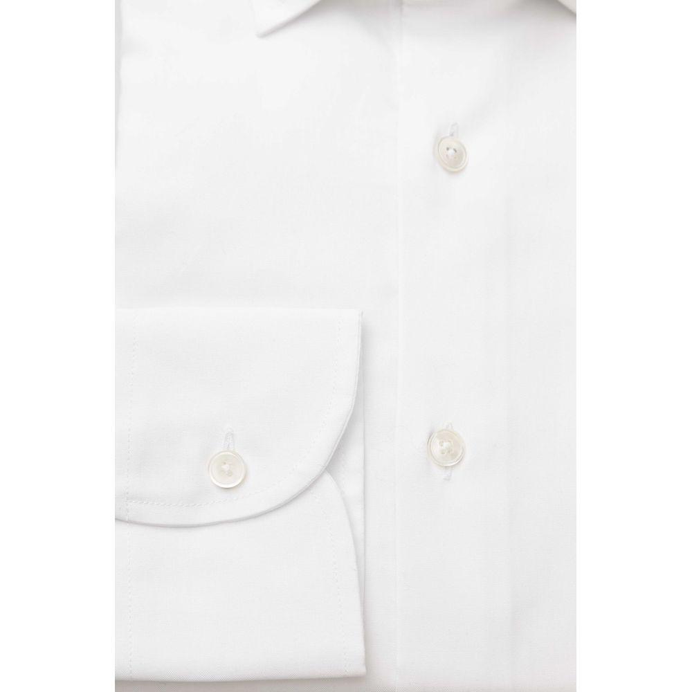 Bagutta Sleek White Slim Fit French Collar Shirt - PER.FASHION