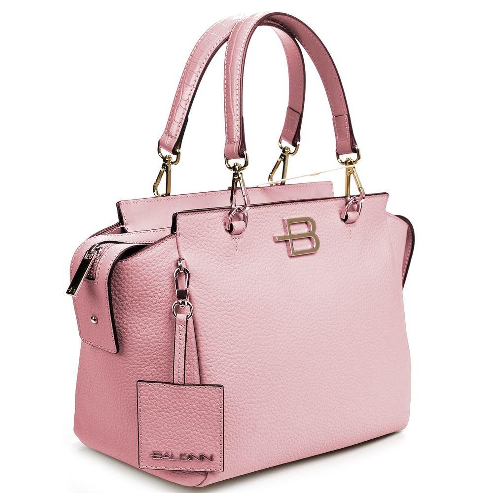 Baldinini Trend Chic Pink Textured Calfskin Handbag - PER.FASHION