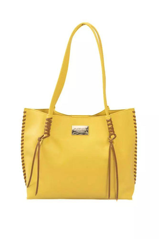 Baldinini Trend Chic Yellow Handbag with Golden Accents - PER.FASHION
