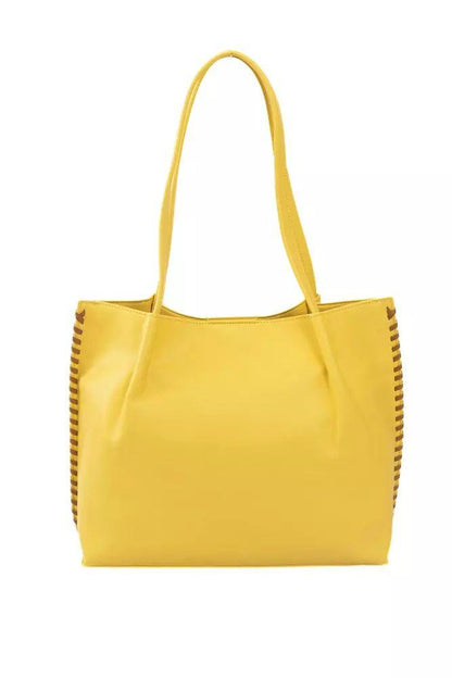 Baldinini Trend Chic Yellow Handbag with Golden Accents - PER.FASHION