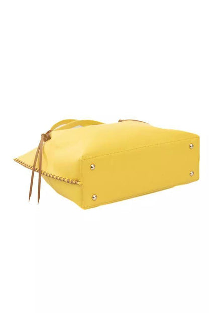 Baldinini Trend Chic Yellow Handbag with Golden Accents - PER.FASHION