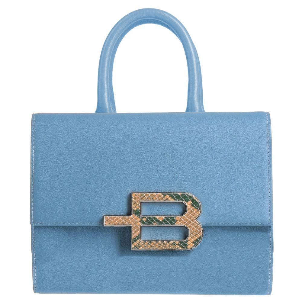 Baldinini Trend Elegant Light Blue Calfskin Handbag - PER.FASHION