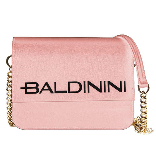 Baldinini Trend Elegant Pink Calfskin Handbag with Chain Strap - PER.FASHION