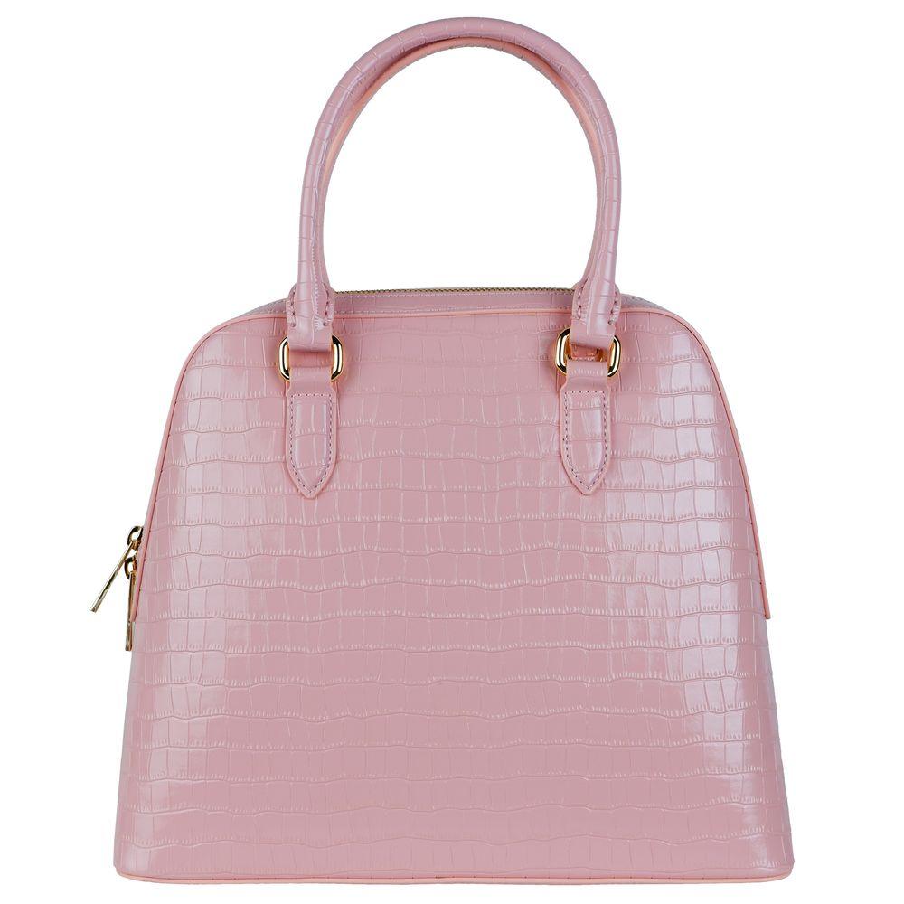 Baldinini Trend Elegant Pink Python-Print Calfskin Handbag - PER.FASHION