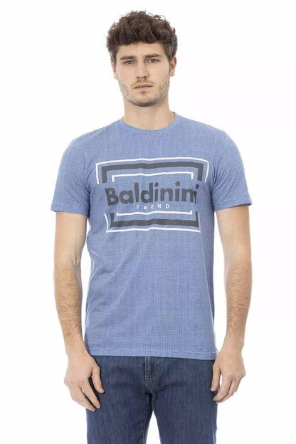 Baldinini Trend Elevated Casual Light Blue Tee with Front Print - PER.FASHION