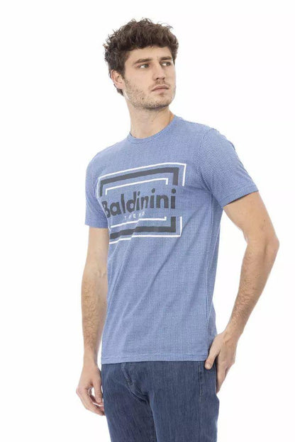 Baldinini Trend Elevated Casual Light Blue Tee with Front Print - PER.FASHION
