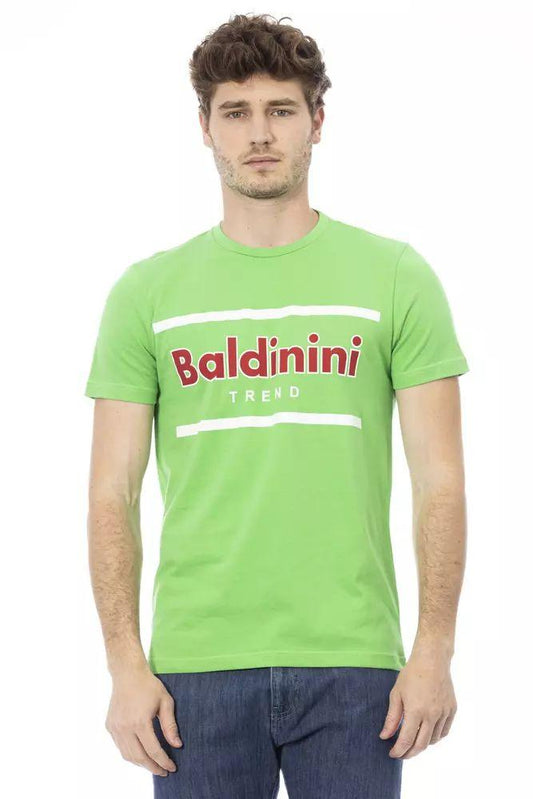 Baldinini Trend Emerald Cotton Tee with Signature Print - PER.FASHION