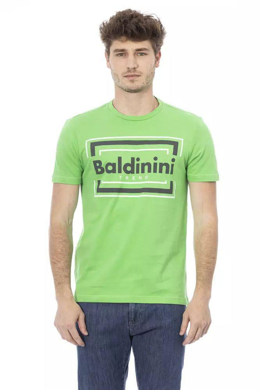 Baldinini Trend Green Cotton Tee with Chic Front Print - PER.FASHION