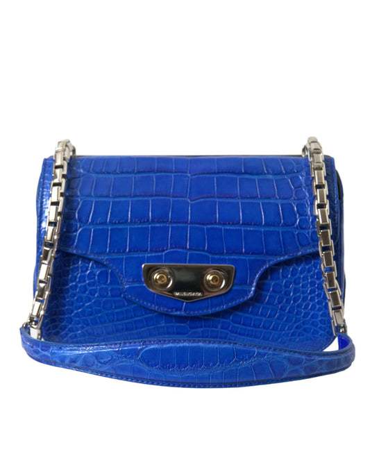 Balenciaga Alligator Skin Mini Shoulder Bag - Elegant Blue - PER.FASHION