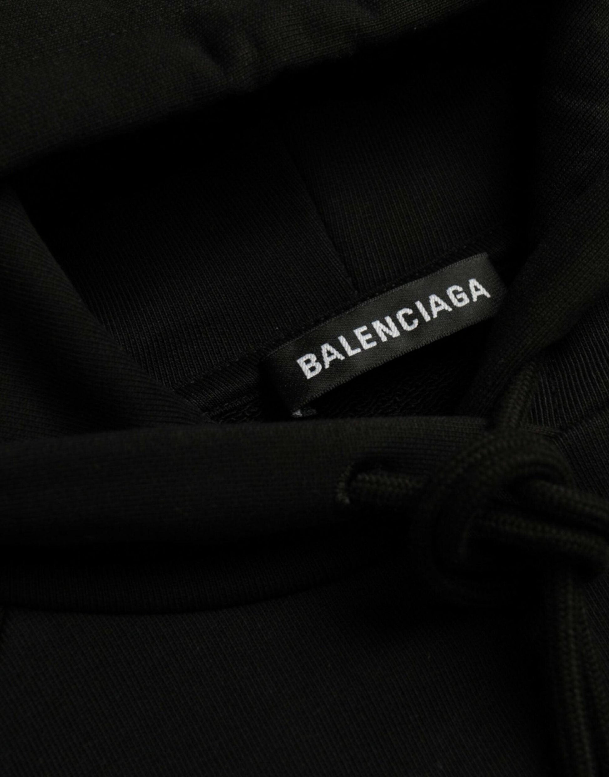Balenciaga Black Cotton Logo Hooded Pullover Sweatshirt Sweater - PER.FASHION