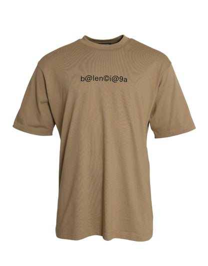 Balenciaga Brown Cotton Symbolic Jersey Vintage Crew Neck T-shirt - PER.FASHION