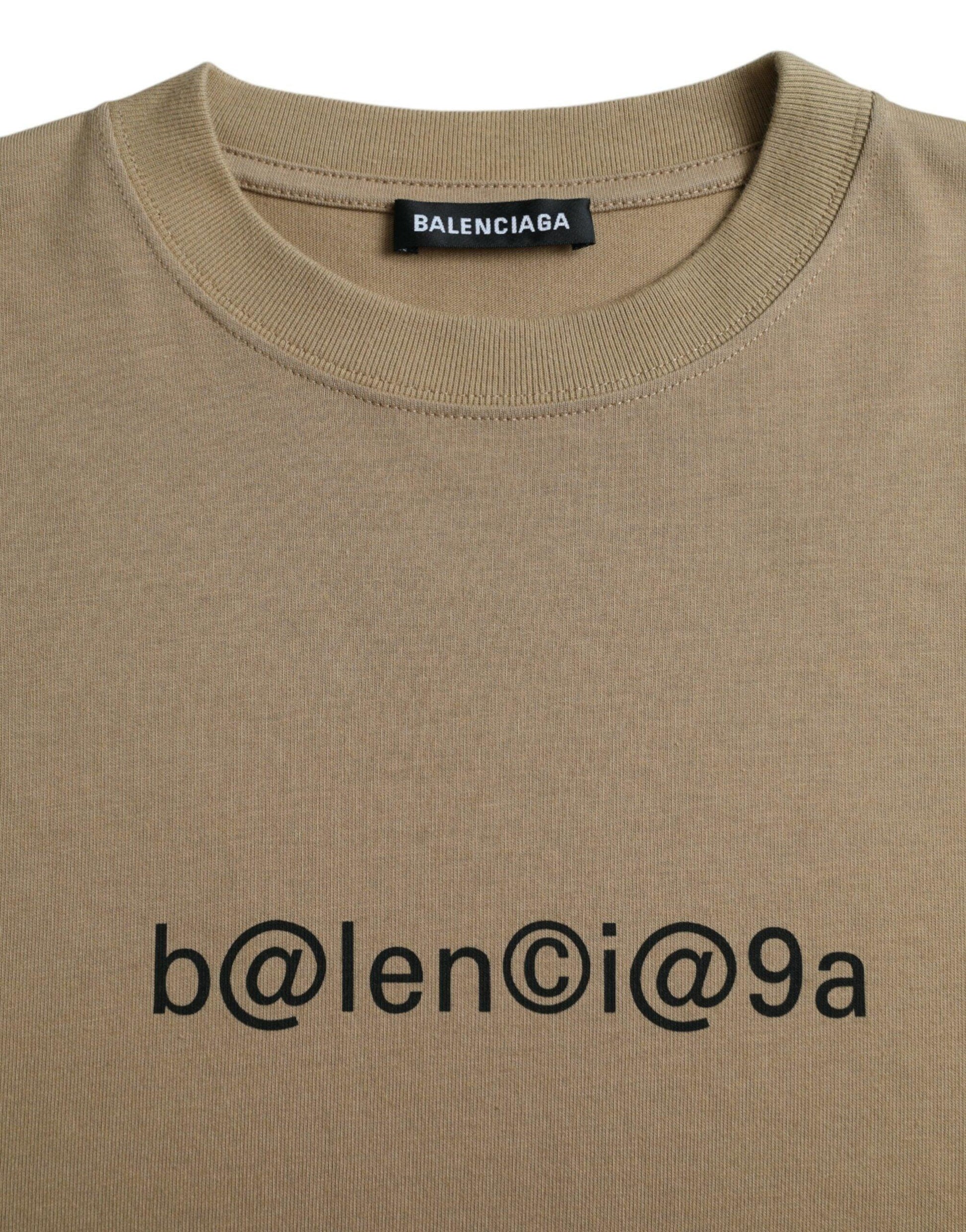Balenciaga Brown Cotton Symbolic Jersey Vintage Crew Neck T-shirt - PER.FASHION