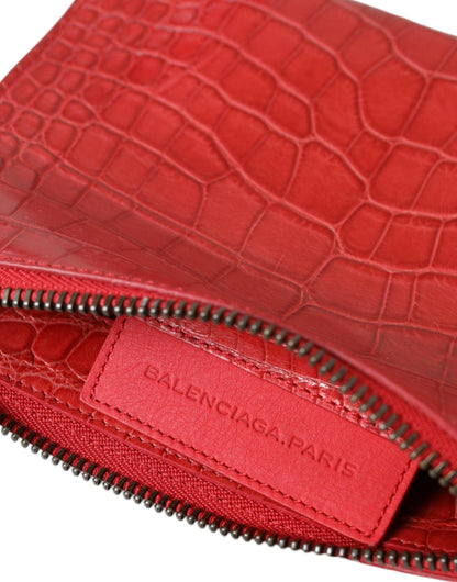 Balenciaga Exotic Red Alligator Leather Clutch - PER.FASHION