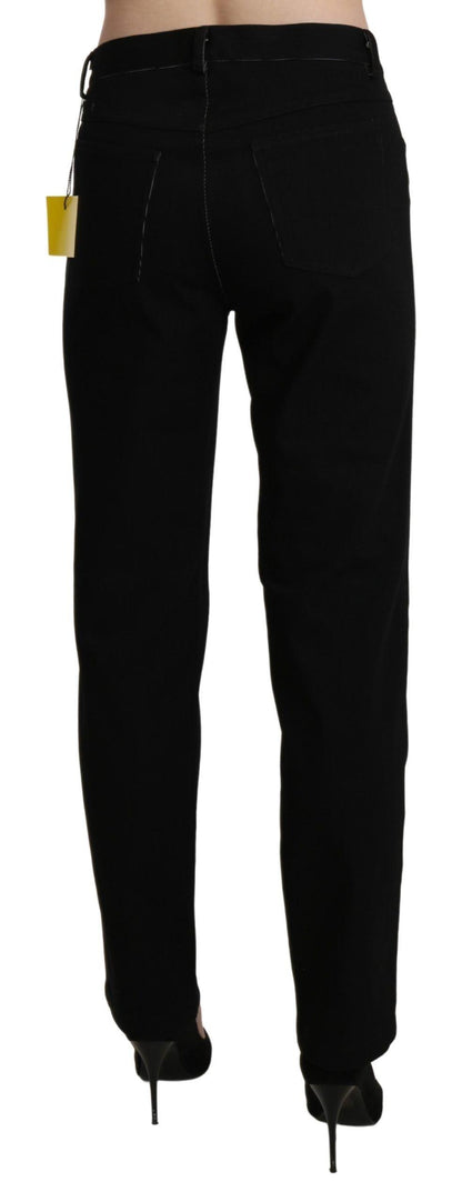 BENCIVENGA Elegant High Waist Straight Black Trousers - PER.FASHION