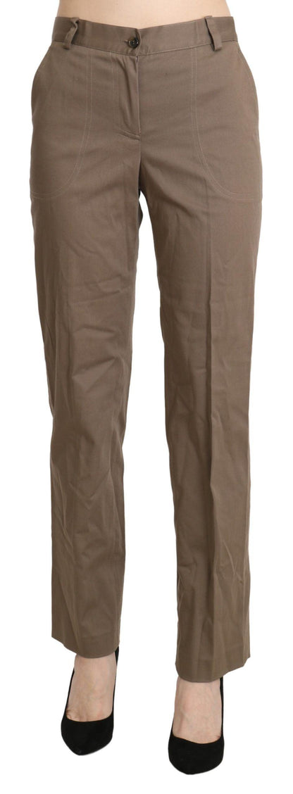 BENCIVENGA Elegant High Waist Straight Pants in Brown - PER.FASHION