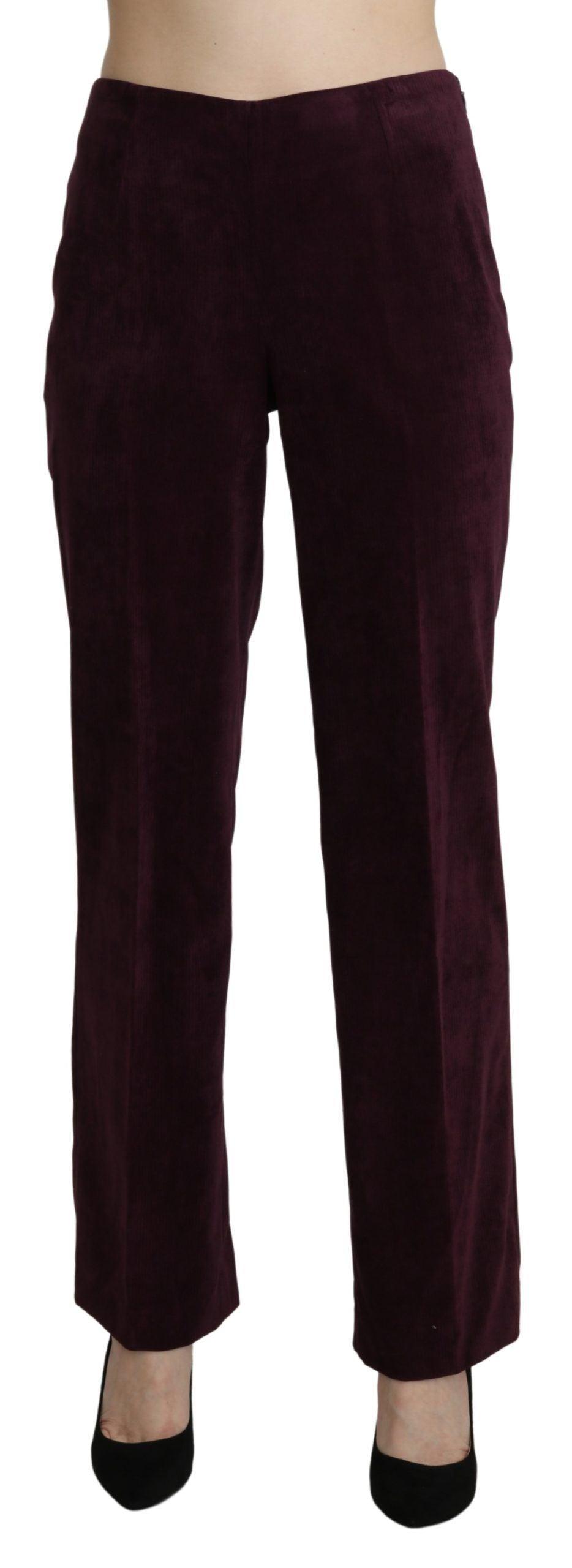 BENCIVENGA Elegant High Waist Straight Purple Pants - PER.FASHION