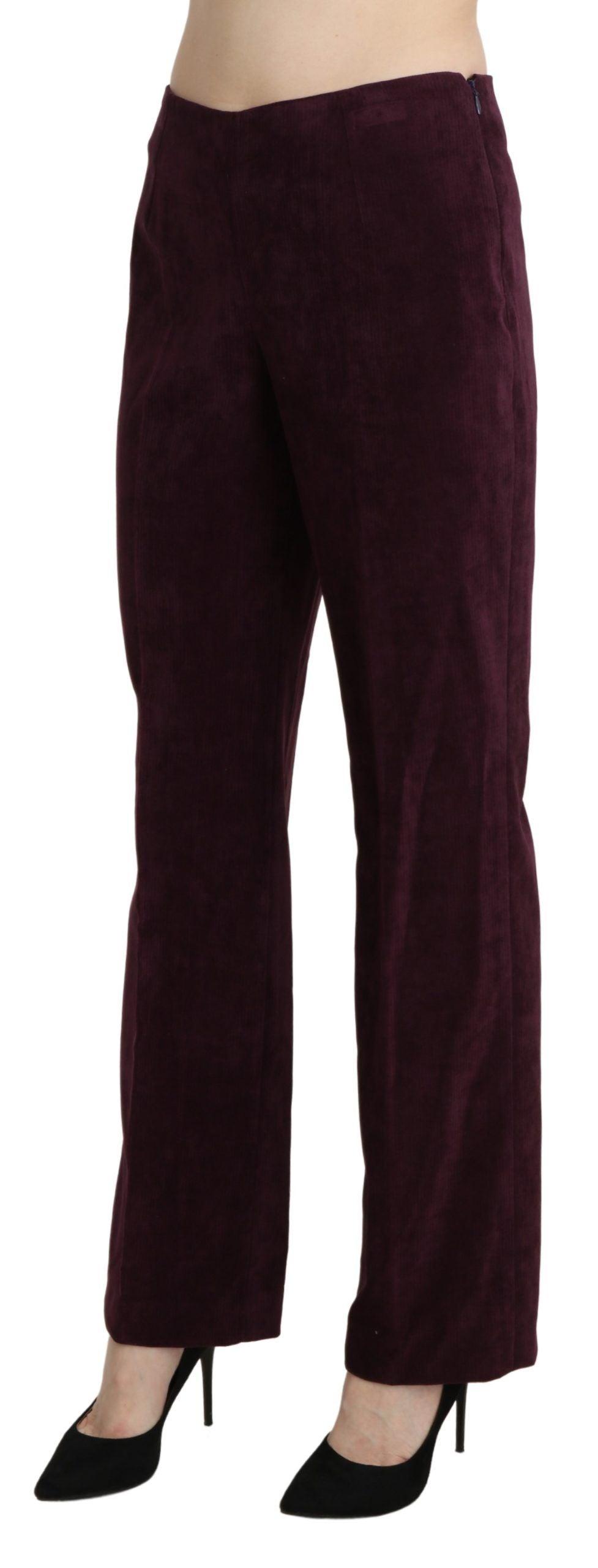 BENCIVENGA Elegant High Waist Straight Purple Pants - PER.FASHION